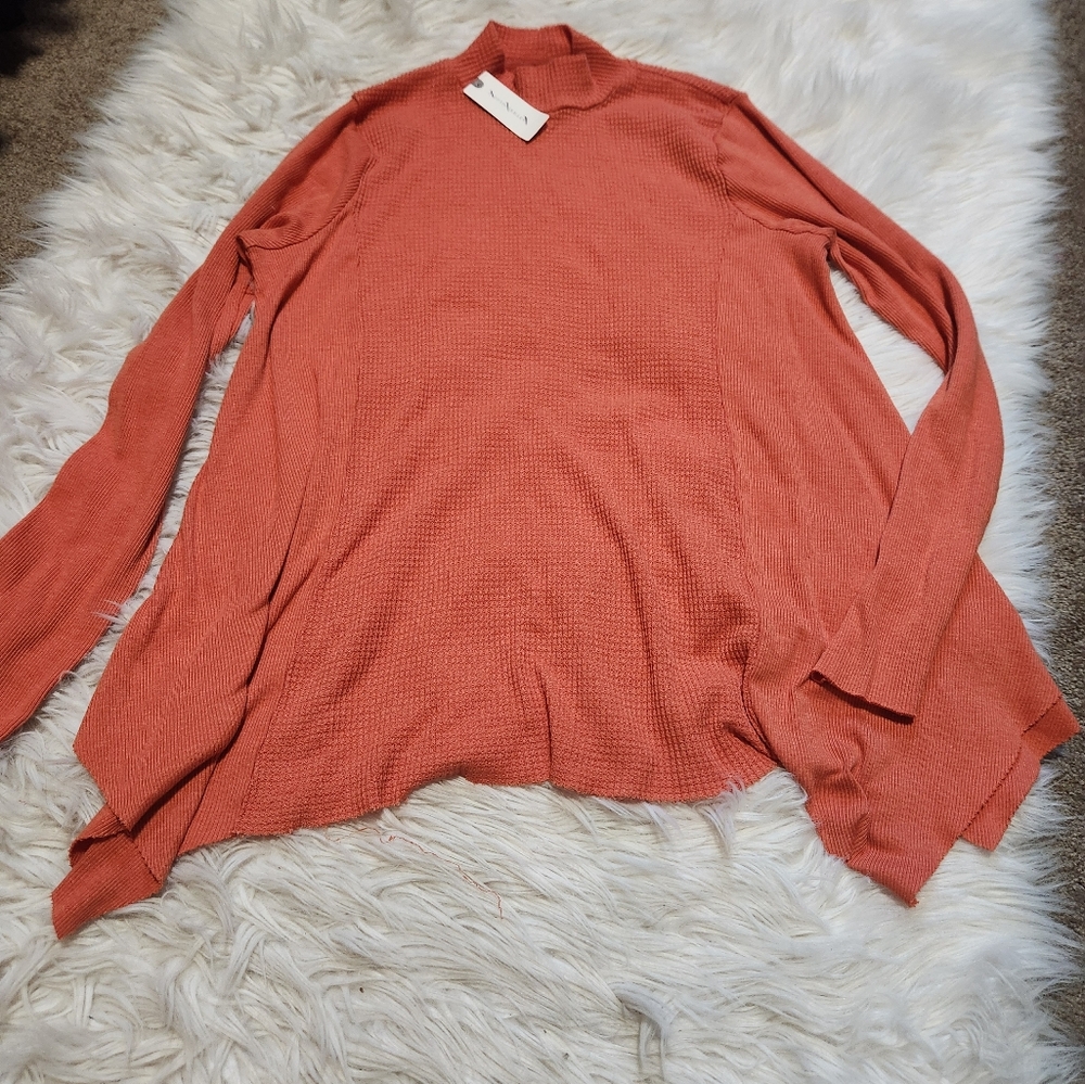 NWT T.La Anthropologie thermal waffle top- XS